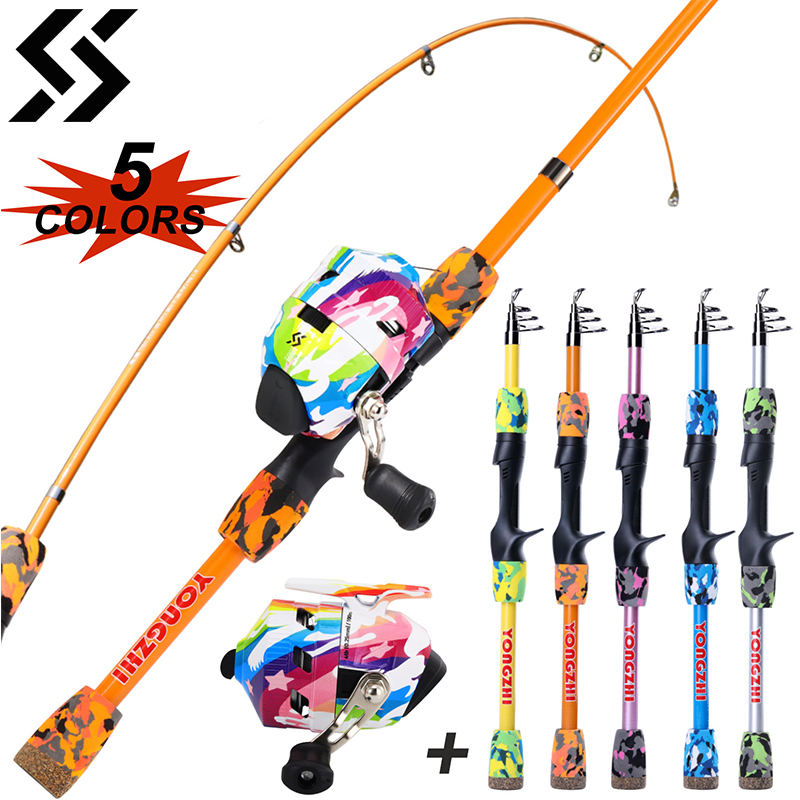 Fishing Equipment For Kids - Sougayilang-伸縮式釣り竿,子供用コンボ釣り道具,耐食性,閉じた弾丸の形,リール,1.5m, 3.4:1