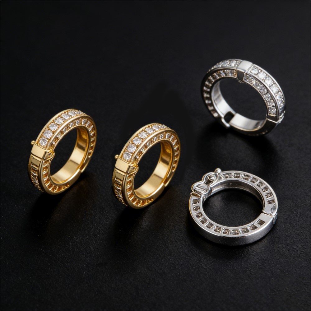 Circle Hook Set - 2 個ラウンドコネクタバックルパールクラスプファスナーとジルコンキーホルダー DIY ブレスレットネックレスキーホルダー作成アクセサリー用