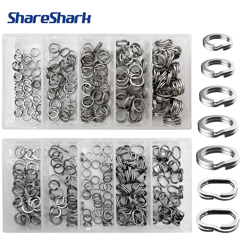 Fishing Equipment And Accessories - ShareShark 200個/箱 高強度ステンレス製スプリットリング 釣り用ルアーループ 耐腐食性コネクターリング