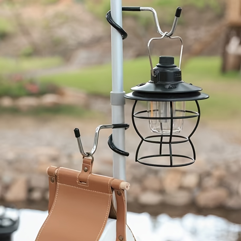 Fishing Equipment And Accessories - ステンレス製ライトスタンドホルダーフック ポータブルテントポールランプハンガー ハンティングフィッシングランタンハンガー 穴あけ不要のバルコニーフック