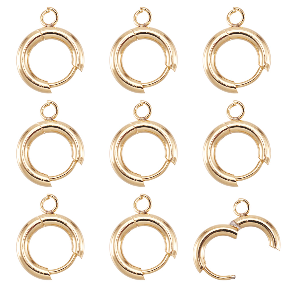 Circle Hook Set - 10個入り 201ステンレス鋼製ハギーイヤリングフック ラウンドイヤーポスト ループ付き フープイヤリング DIY