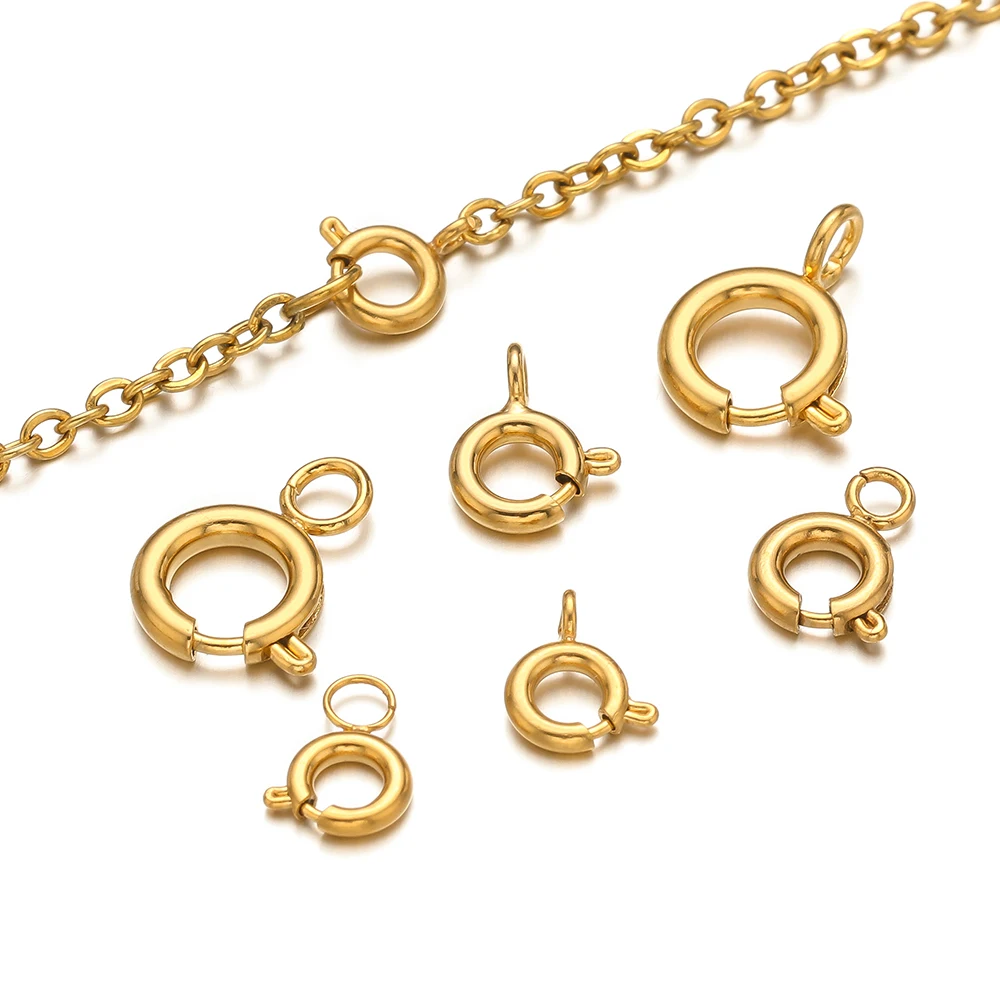 Circle Hook Set - 10個入り ステンレス製 スプリングリングクラスプ ラウンドロブスタークラスプフック ネックレスコネクター DIYファッションジュエリー
