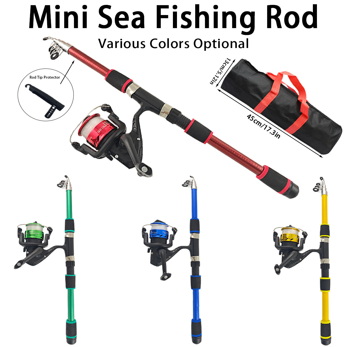 Fishing Equipment For Kids - ミニ伸縮式海釣り竿コンボ、スピニングリール付き、EVA滑り止めグリップ、オプションでキャリーバッグ付き