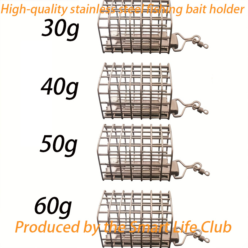 Fishing Equipment And Gear - 新しい釣り餌ケージ、30G/40G/50G/60Gの正方形釣り餌ケージ、鉛シンカーと餌装置が装備されており、ステンレススチールメッシュフレーム、頑丈で耐久性があります。 餌の保管が簡単で、組み立てが速い、餌オーガナイザー、高品質の釣りアクセサリー。