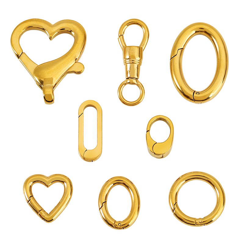 Circle Hook Set - 2 個ステンレス鋼クラスプ強力なオーバルハートラウンドポリッシュロブスタークラスプフックコネクタ DIY ネックレスジュエリー作成アクセサリー