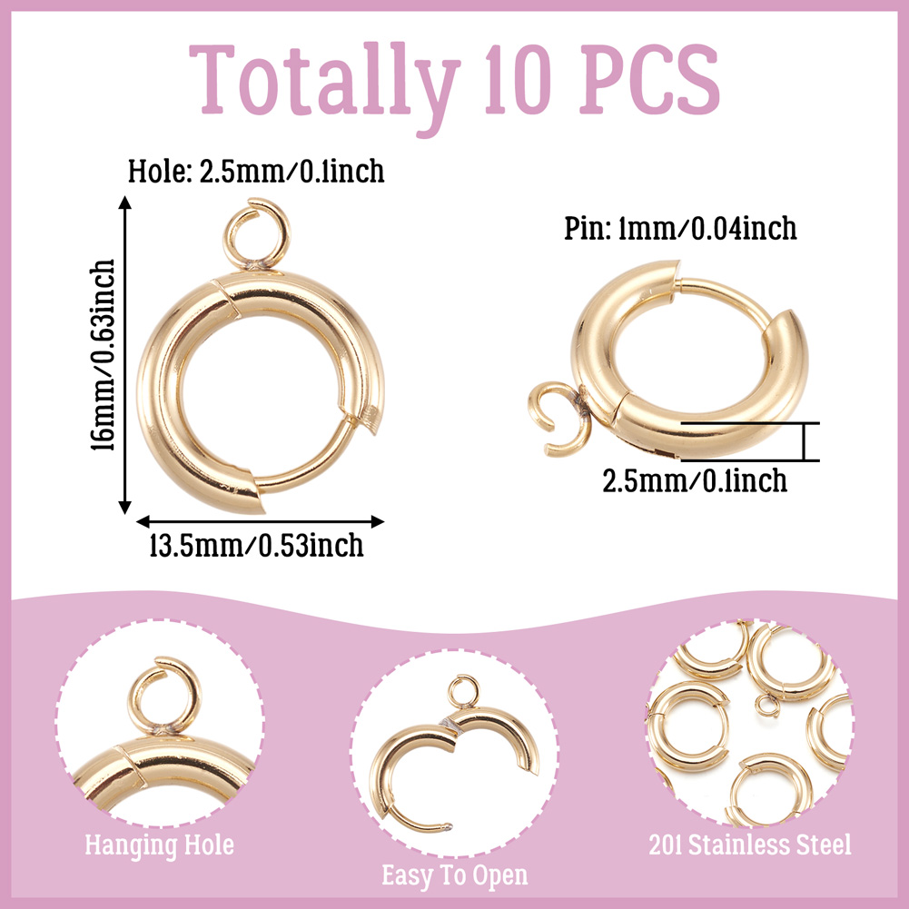 10個入り 201ステンレス鋼製ハギーイヤリングフック ラウ - Circle Hook Set のレビューと価格