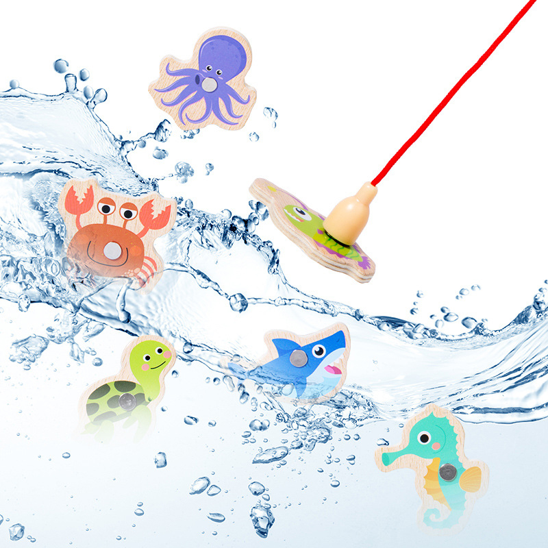 木製磁気釣りおもちゃ子供用海洋生物認知魚ゲーム赤ちゃん早期教 - Fishing Equipment For Kids のレビューと価格