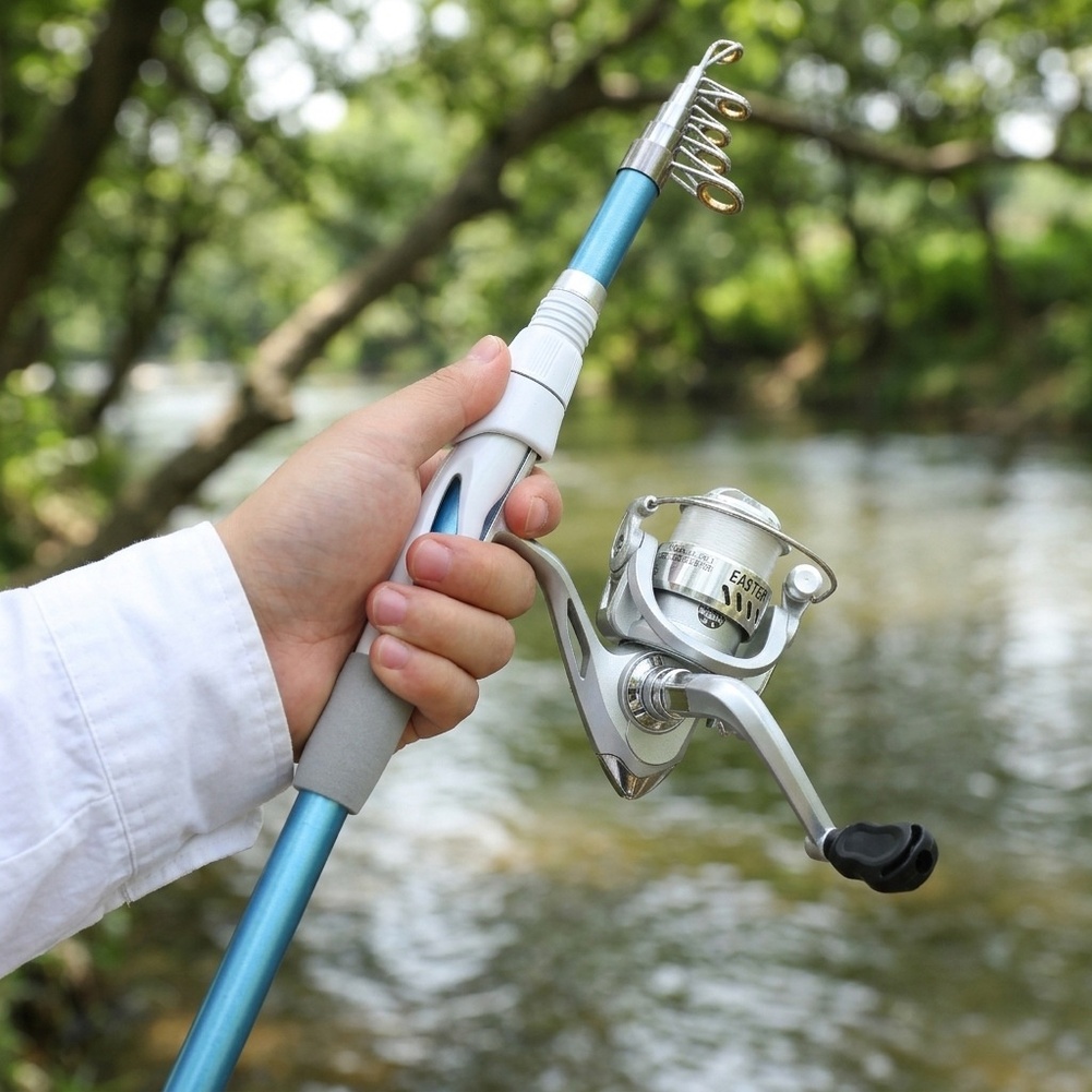 青白1.8M釣り竿リールコンボセット、タックルボックス、14 - Fishing Equipment For Kids のレビューと価格