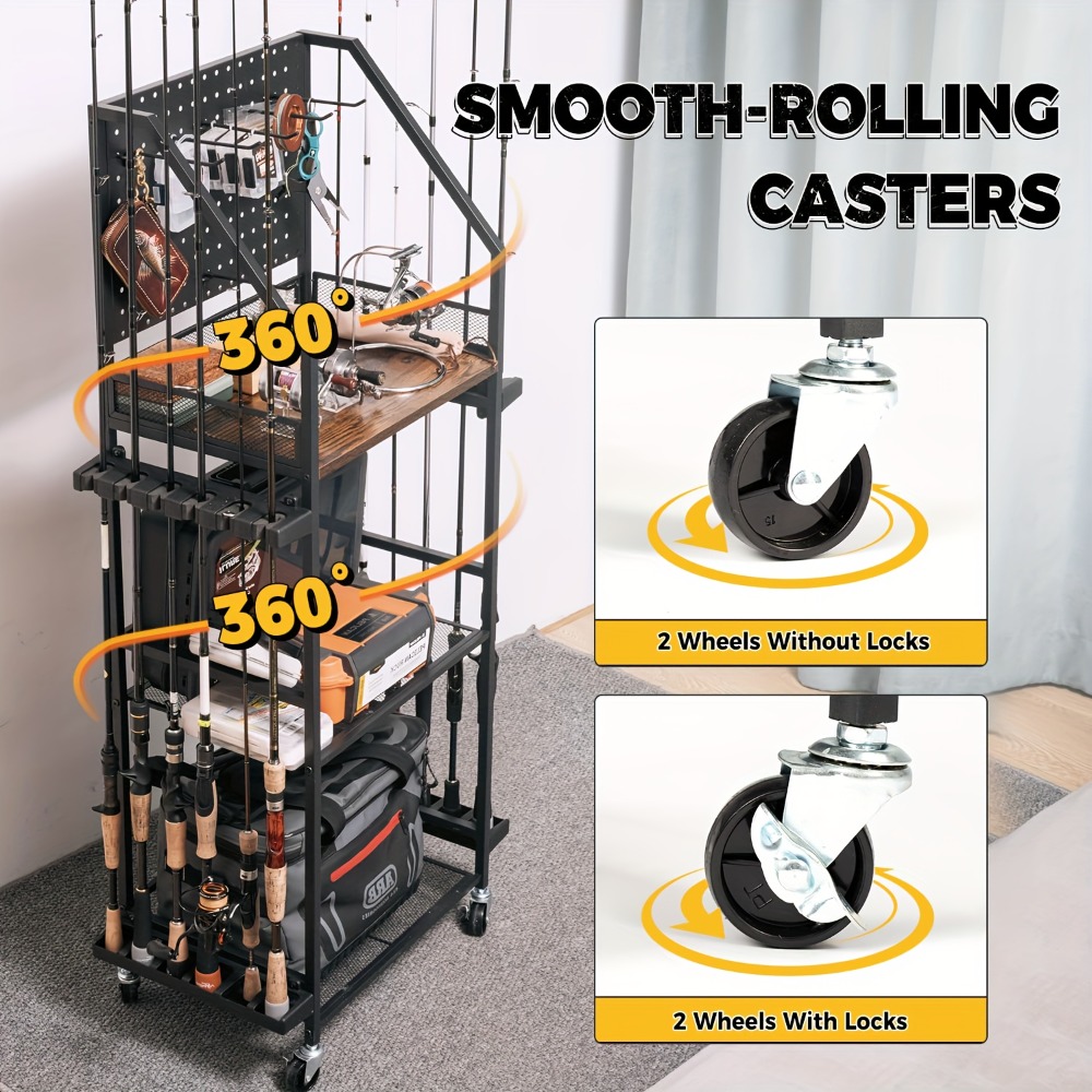 ガレージ用釣り竿ホルダー、ペグボードフック付き12本用釣り竿 - Fishing Equipment And Accessories のレビューと価格